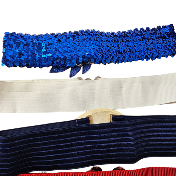 Lot 6 Vintage 1990s Belts stretchy one size assorted colors buckles - Picture 13 of 13